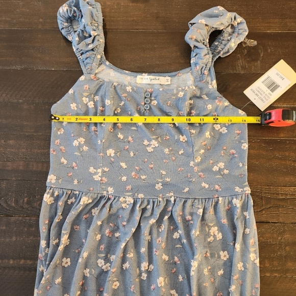 NWT Strap Blue Gray Ruffled Smocked Tiered Sundress Sz L - Picture 4 of 4